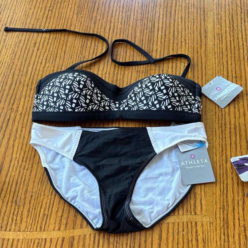 Athleta Geometric Black and White Bikini